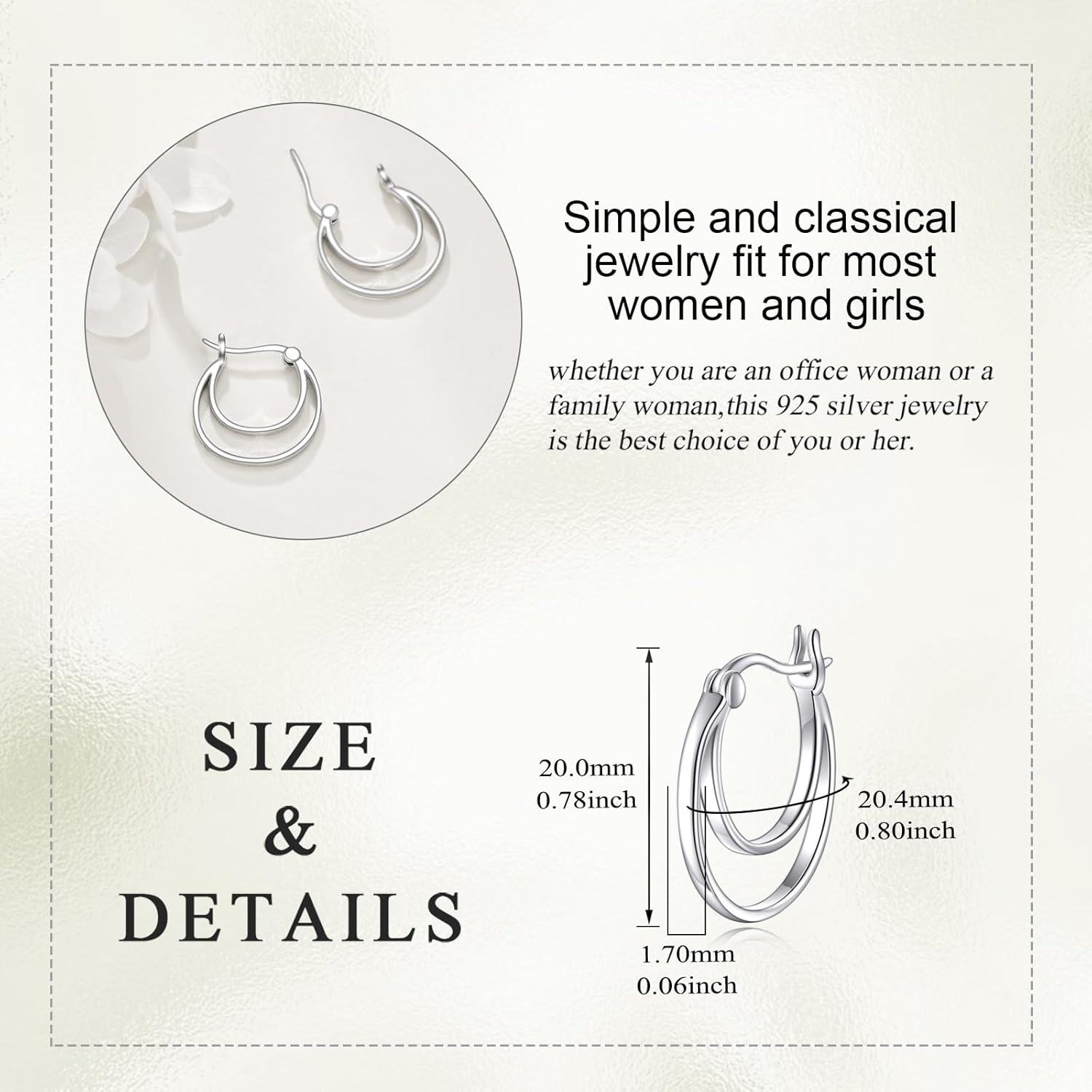Sterling Silver Circle Double Hoop Earrings Endless Layered Hoops Christmas Jewelry Gifts for Women-0-4