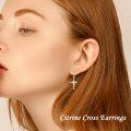 TOUPOP Sterling Silver Citrine Earrings Heart Cross Drop Dangle Jewelry-0-1