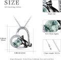 wholesale 925 Sterling Silver Heart-Shaped Green Stone Cat Pendant Necklaces - I Love You to the Moon and Back  for Her-0-1