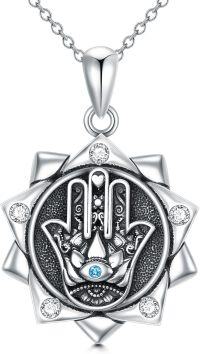 wholesale 925 Sterling Silver Hamsa Hand of Fatima Blue Eye Talisman Pendant Norse Viking Amulet Necklace-c.hamsa-lotus