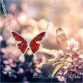 wholesale 925 Sterling Silver Red Opal Butterfly Charm Necklace for Women Dainty Cute Pendant Jewelry Birthday Christmas Gift for Wife Girlfriend Mom Teen-0-4