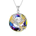TOUPOP Sterling Silver Crystal Phoenix Necklace Pendant-0-0