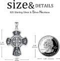 wholesale 925 Sterling Silver Cross Pendant with Saint Benedict Design - 3D Relief Crucifix Charm Necklace for Men & Women-0-3