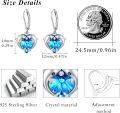 wholesale 925 Sterling Silver Blue Crystal Heart Dolphin Wave Stud Earrings for Women-0-2