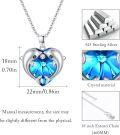 wholesale 925 Sterling Silver Heart-Shaped Dolphins with Blue Crystal Pendant Necklace for Women - Oceanic Jewellery Gift-0-4
