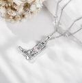 wholesale 925 Sterling Silver Cowboy Boot Pendant Double Chain Necklace Christmas Gifts for Women-0-4