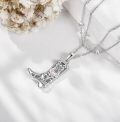 wholesale 925 Sterling Silver Cowboy Boot Pendant Necklace With Pink Heart-0-4