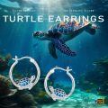 wholesale 925 Sterling Silver Turtle Blue Enamel Hoop Earrings for Women Girls-0-5