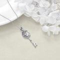 wholesale 925 Sterling Silver Key Pendant with Crystal Fox and Crescent Moon Design - Mother's Day Gift for Her-0-2