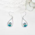 wholesale 925 Sterling Silver Owl Teardrop Dangle Earrings with Blue Enamel Stones for Women's -0-2