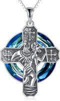 wholesale TOUPOP Saint Christopher Necklace 925 Sterling Silver Crystal Saint Michael Jewelry Saint Benedict Pendant Necklace For Women Men Birthday Christmas Gifts -0-0