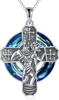 wholesale TOUPOP Saint Christopher Necklace 925 Sterling Silver Crystal Saint Michael Jewelry Saint Benedict Pendant Necklace For Women Men Birthday Christmas Gifts -undefined