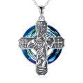 TOUPOP Sterling Silver Crystal Saint Michael Necklace-0-0
