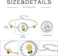 wholesale S925 Sterling Silver Cubic Zirconia Sunflower Bee Charm Bracelet Adjustable Gift for Women-0-4