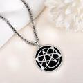 wholesale 925 Sterling Silver Black Obsidian Pentagram Pendant Necklace Gothic Jewellery for Men Women-0-3