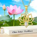 wholesale 14K Gold Lotus OM Flower Necklace with Crystal Pendant for Women and Girls Yoga Gift-0-5