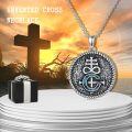 wholesale 925 Sterling Silver Leviathan Satan Cross Pendant Necklace for Men-0-2
