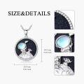 wholesale 925 Sterling Silver Moonstone Astronaut & Ufo Pendant Necklace for Women and Men-0-4