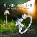 wholesale 925 Sterling Silver White Opal Mushroom Ring Adjustable Open Ring Jewelry Gift-0-4
