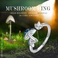 wholesale 925 Sterling Silver Open Mushroom Opal Rings Wholesale With Clear Gemstone-0-4