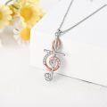 wholesale 925 Sterling Silver Music Note Treble Clef Pendant Necklace Rose Gold Cubic Zirconia Heart-0-2