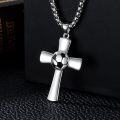 wholesale 925 Sterling Silver Cross with Soccer Ball Sports Pendant Necklace for Men-0-4