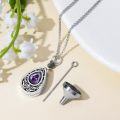 wholesale Sterling Silver Amethyst Filigree Urn Necklace for Ashes Memorial Jewelry Gift-0-4