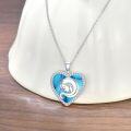 wholesale 925 Sterling Silver Heart-Shaped Created Turquoise Leo Zodiac Pendant Necklace-0-4