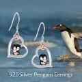 wholesale 925 Sterling Silver Heart-Shaped Penguin Christmas Dangle Earrings Gift for Women-0-5