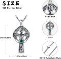 wholesale 925 Sterling Silver Claddagh Celtic Cross Emerald Green Stone Pendant Necklace  Norse Viking Irish Jewelry for Men Women 48cm Chain Length-0-1