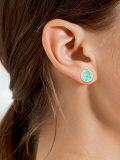 wholesale 925 Sterling Silver Round Blue Green Opal Stud Earrings for Women-0-1