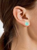 wholesale 925 Sterling Silver Round Blue Green Opal Stud Earrings for Women-0-1