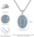 wholesale 925 Sterling Silver Our Lady of Guadalupe Blue Enamel Pendant Necklace for Men & Women-0-3