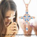 wholesale Sterling Silver Lab Grown Diamond Opal Cross Necklace for Women-0-4