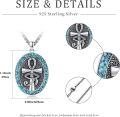 wholesale 925 Sterling Silver Egyptian Eye Of Horus Cross Pendant Necklace  with Turquoise and Black Onyx Stones-0-5
