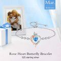 wholesale 925 Sterling Silver Rose Heart Birthstone Butterfly Bracelet for Women-0-2