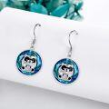wholesale 925 Sterling Silver Round Crystal Dangle Earring with Raccoon Charm for Women-0-4