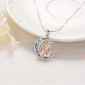 wholesale 925 Sterling Silver Fox Crescent Moon Abalone Shell Rose Gold Pendant Necklace-0-3