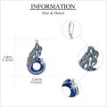wholesale 925 Sterling Silver Blue Crystal Peacock Feather Dangle Earrings, Hypoallergenic Gift for Women-0-4