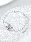 wholesale 925 Sterling Silver Crescent Moon Charm Bracelet With Red Mushroom Design-0-3