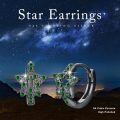 wholesale 925 Sterling Silver Green CZ Star Huggie Hoop Earrings for Men & Women-0-2