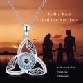 wholesale 925 Sterling Silver Celtic Trinity Knot Evil Eye Pendant Necklace with Blue Cubic Zirconia Stones for Women and Men-0-6