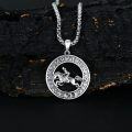 wholesale 925 Sterling Silver 925 Horseman on Unicorn Rune & Compass Pendant Necklace -0-3