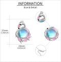 wholesale 925 Sterling Silver Pink Enamel Swan with Blue Moonstone Pendant Necklaces for Women's  Ideas-0-4