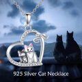 wholesale 925 Sterling Silver Heart Necklace with Cats Pendant-0-4