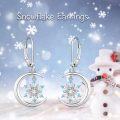 wholesale 925 Sterling Silver Blue Crystal Snowflake Leverback Dangle Earrings for Women Holiday  Ideas-0-5