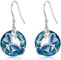 wholesale 925 Sterling Silver Blue Butterfly Dangle Drop Earrings with Crystal Accents and Hook Closure for Women -0-0