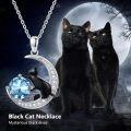wholesale 925 Sterling Silver Blue Topaz Moon & Black Cat Pendant Necklaces for Women's  Ideas-0-5