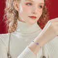 wholesale 925 Sterling Silver Purple Amethyst Flower Charm Bracelet Gift for Women-0-3
