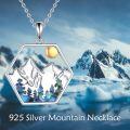 wholesale 925 Sterling Silver Hexagon Mountain & Moon Abalone Shell Pendant Necklace for Nature Lovers-0-5